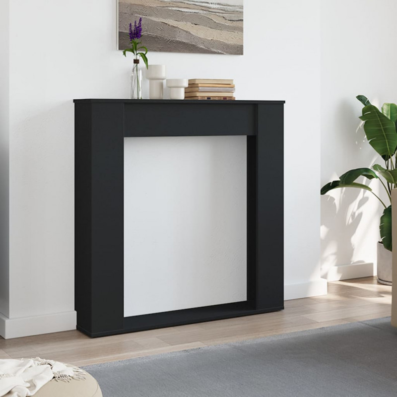 Obudowa kominka, czarna, 100x20x100 cm, materiał drewnopochodny