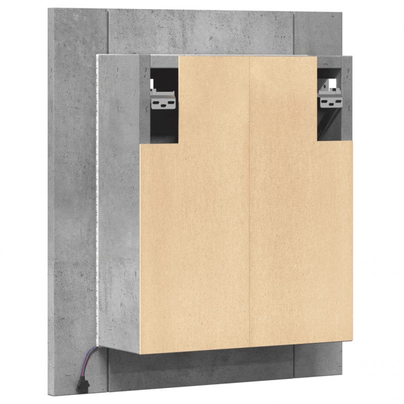 Szafka łazienkowa z lustrem i LED, szarość betonu, 40x12x45 cm