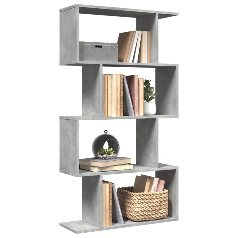 Regał przegroda, 4 poziomy, szarość betonu, 70x24x129 cm