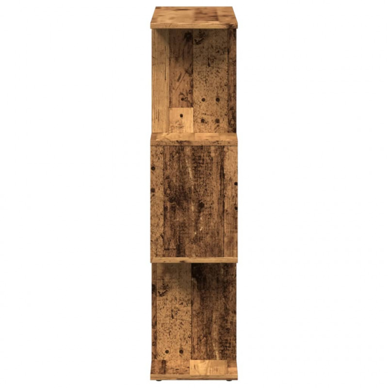 Regał przegroda, 3 poziomy, stare drewno, 70x24x97 cm