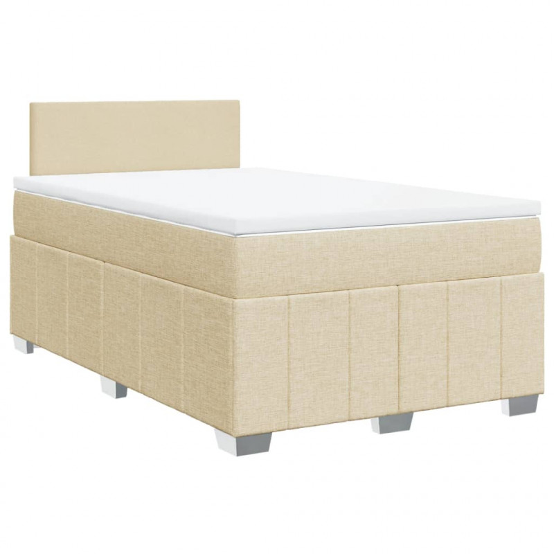 Łóżko kontynentalne z materacem, kremowe, 120x190 cm, tkanina