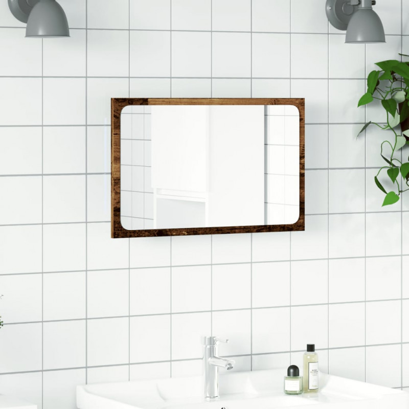Lustro łazienkowe z LED, stare drewno, 60x8,5x38 cm