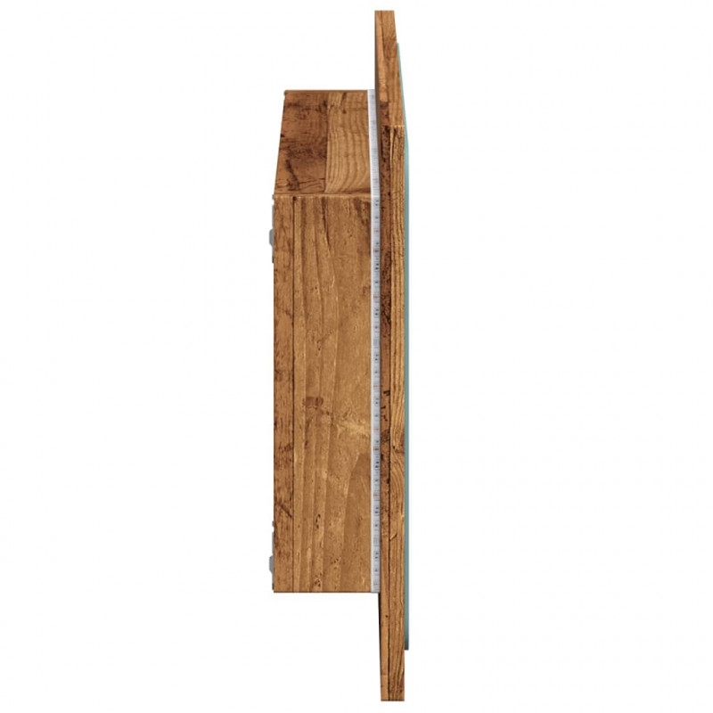 Lustro łazienkowe z LED, stare drewno, 60x8,5x38 cm