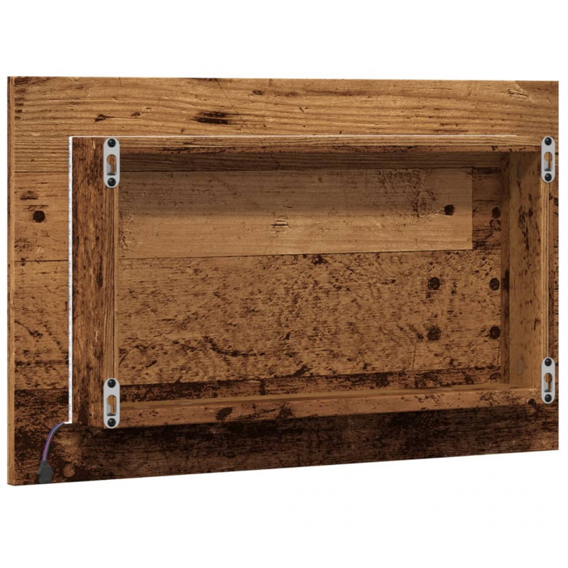 Lustro łazienkowe z LED, stare drewno, 60x8,5x38 cm