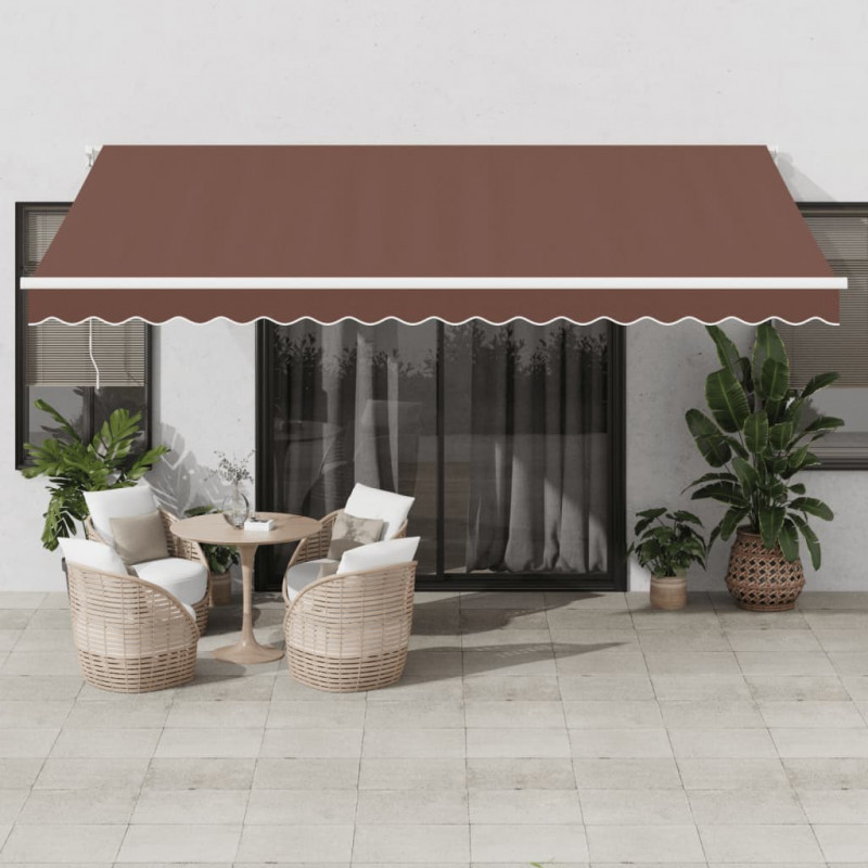 Automatycznie zwijana markiza z LED, brązowa, 450x350 cm