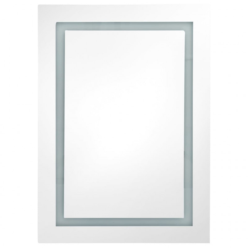 Szafka łazienkowa z lustrem i LED, lśniąca biel, 50x13x70 cm