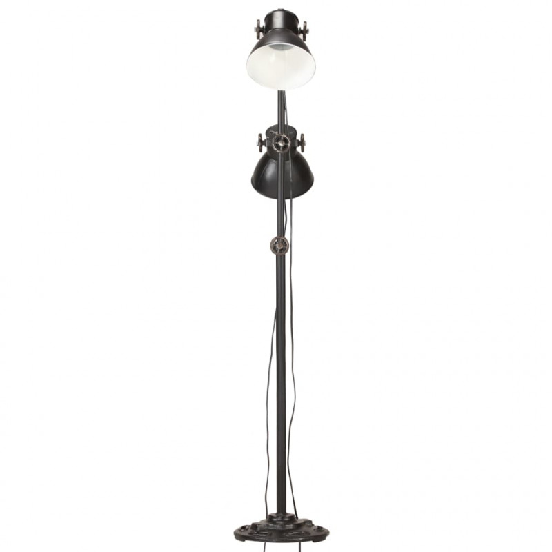 Lampa podłogowa z 2 kloszami, czarna, E27, żeliwo