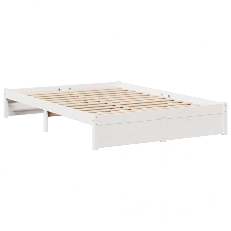 Łóżko z regałem, bez materaca, białe, 140x190 cm, sosnowe