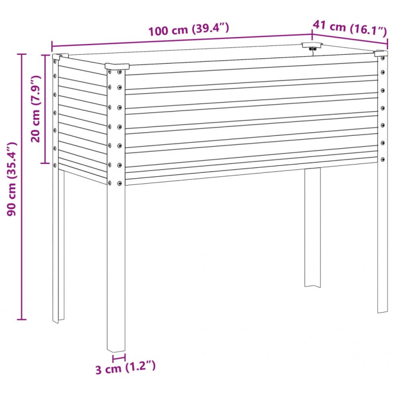 Donica ogrodowa, 100x41x90 cm, stal kortenowska