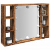 Szafka z lustrem i LED, kolor starego drewna, 76x15x55 cm