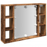 Szafka z lustrem i LED, kolor starego drewna, 76x15x55 cm