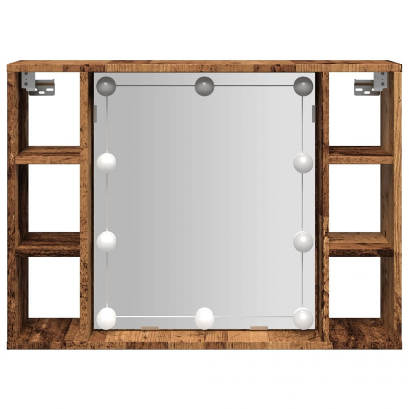 Szafka z lustrem i LED, kolor starego drewna, 76x15x55 cm