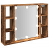 Szafka z lustrem i LED, kolor starego drewna, 76x15x55 cm