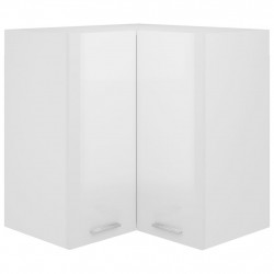 Wisząca szafka narożna, biała, wysoki połysk, 57x57x60 cm