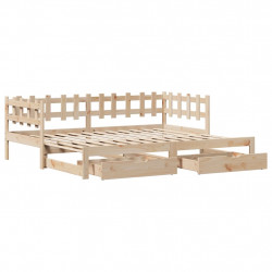 Sofa rozsuwana z szufladami, bez materaca, 90x200 cm