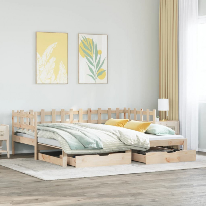 Sofa rozsuwana z szufladami, bez materaca, 90x190 cm