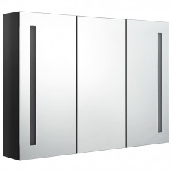 Szafka łazienkowa z lustrem i LED, 89x14x62 cm, lśniąca czerń