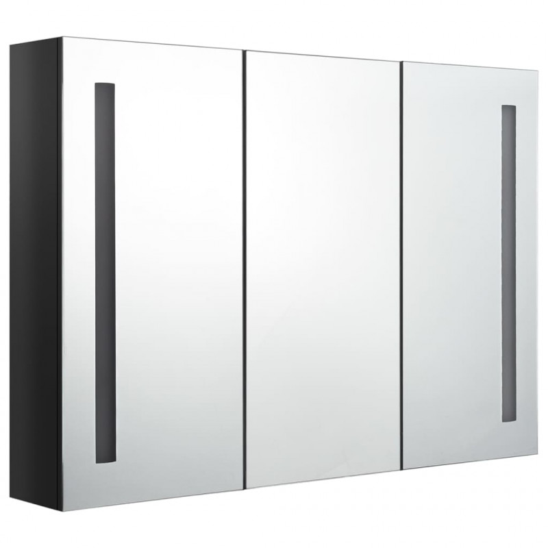 Szafka łazienkowa z lustrem i LED, 89x14x62 cm, lśniąca czerń