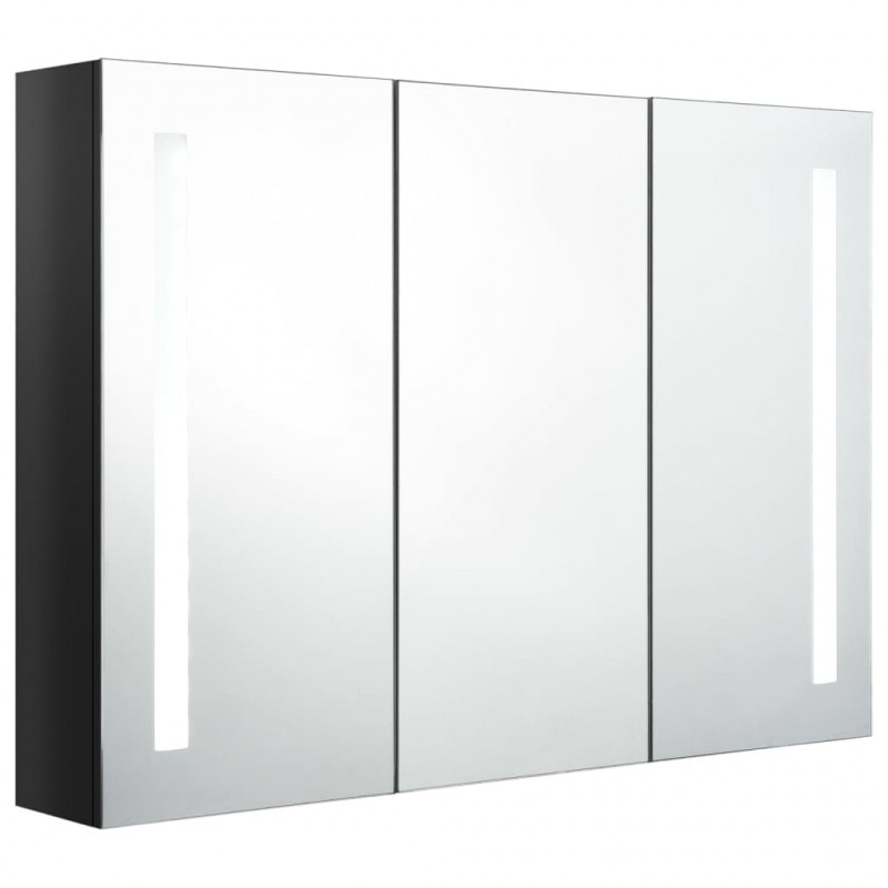 Szafka łazienkowa z lustrem i LED, 89x14x62 cm, lśniąca czerń