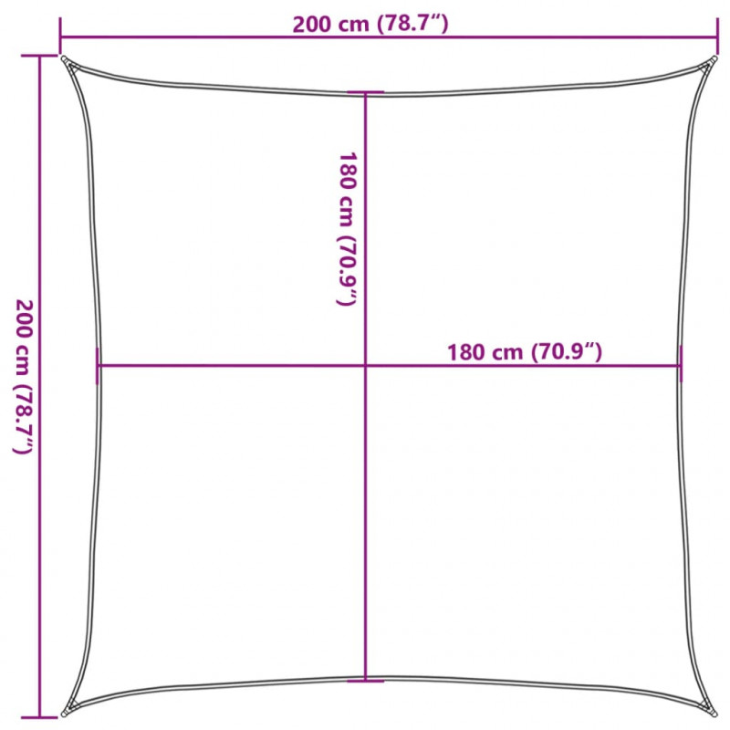 Żagiel przeciwsłoneczny, 160 g/m², niebieski, 2x2 m, HDPE