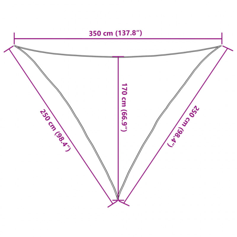 Żagiel przeciwsłoneczny, 160 g/m², antracyt, 2,5x2,5x3,5m, HDPE