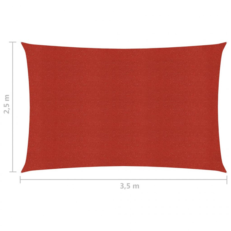 Żagiel przeciwsłoneczny, 160 g/m², czerwony, 2,5x3,5 m, HDPE