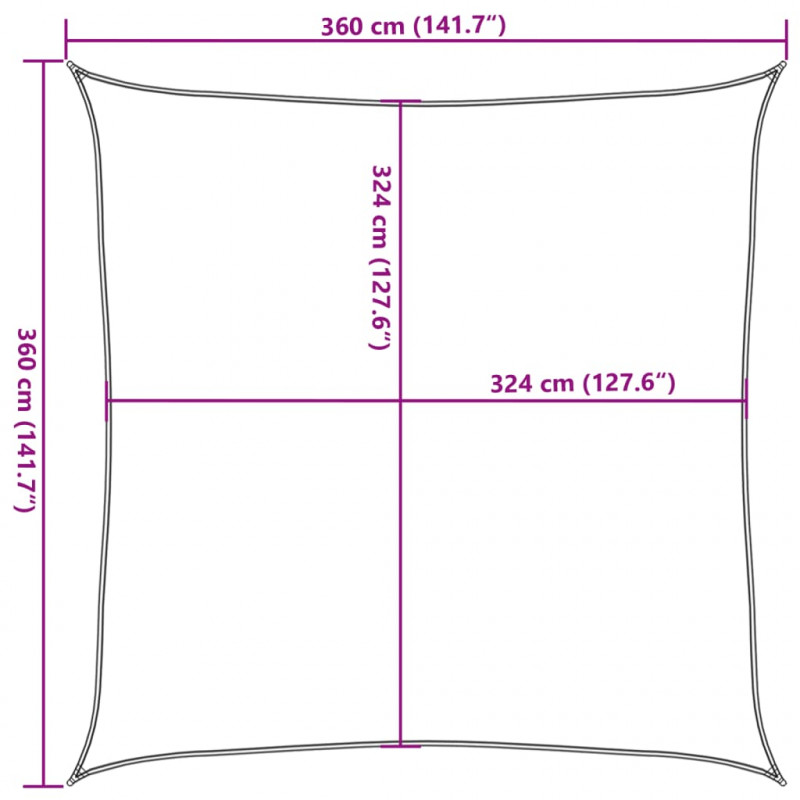 Żagiel ogrodowy HDPE kwadratowy 3,6x3,6 m Beż