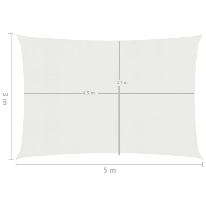 Żagiel przeciwsłoneczny, 160 g/m², biały, 3x5 m, HDPE