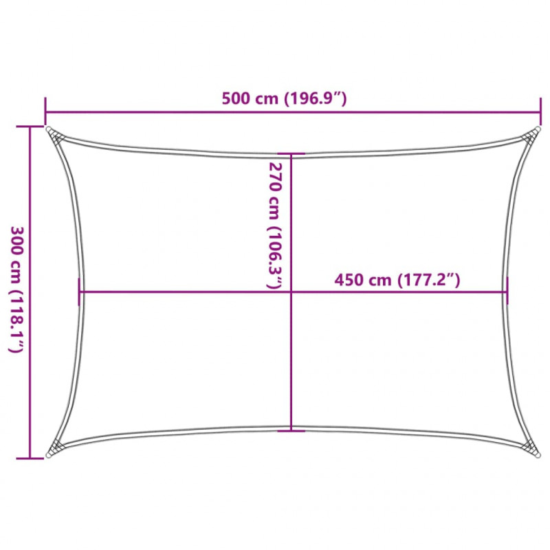 Żagiel przeciwsłoneczny, 160 g/m², biały, 3x5 m, HDPE