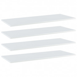 Półki na książki, 4 szt., wysoki połysk, białe, 100x40x1,5 cm