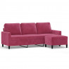 3-osobowa sofa z podnóżkiem winna czerwień 180 cm, aksamit