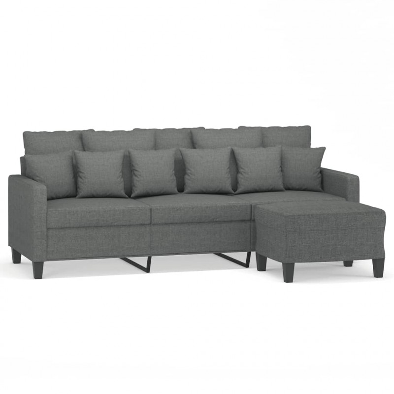 3-osobowa sofa z podnóżkiem, ciemnoszary, 180 cm, tkaniną