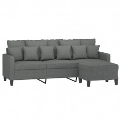 3-osobowa sofa z podnóżkiem, ciemnoszary, 180 cm, tkaniną