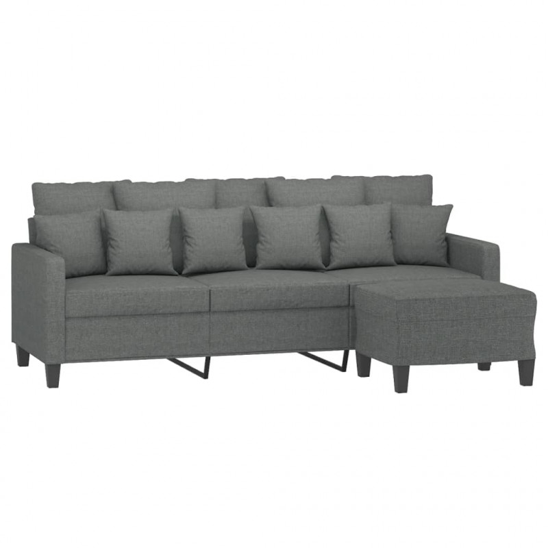 3-osobowa sofa z podnóżkiem, ciemnoszary, 180 cm, tkaniną