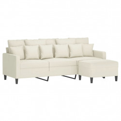Sofa 3-osobowa, kremowa, 180 cm, tapicerowana aksamit