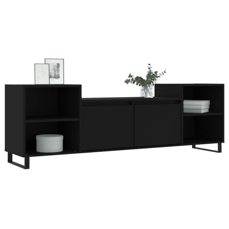 Szafka pod TV, czarna, 160x35x55 cm, materiał drewnopochodny