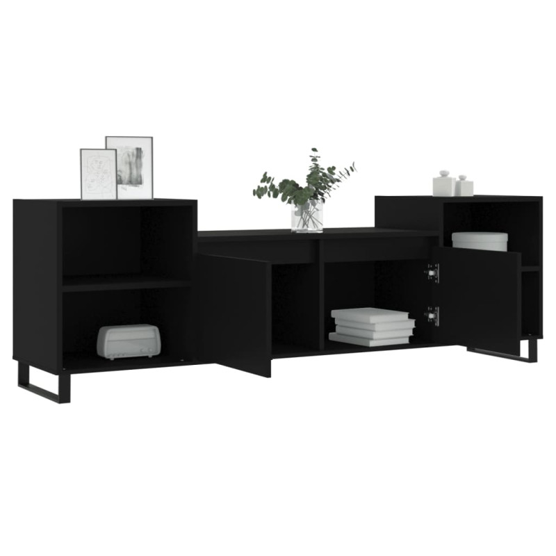 Szafka pod TV, czarna, 160x35x55 cm, materiał drewnopochodny