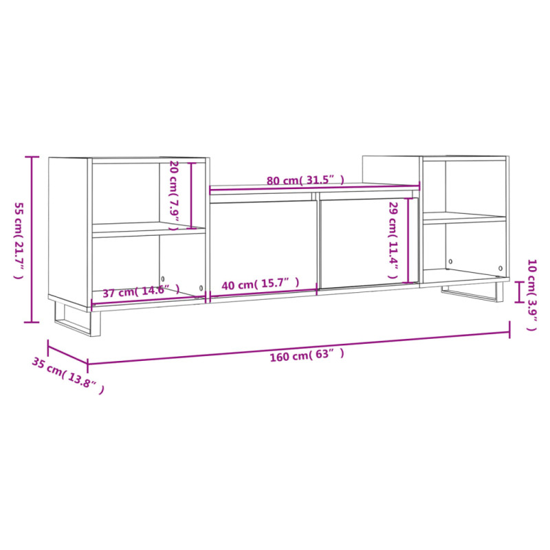 Szafka pod TV, czarna, 160x35x55 cm, materiał drewnopochodny