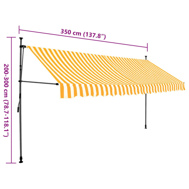 Ręcznie zwijana markiza z LED, 350 cm, biało-pomarańczowa