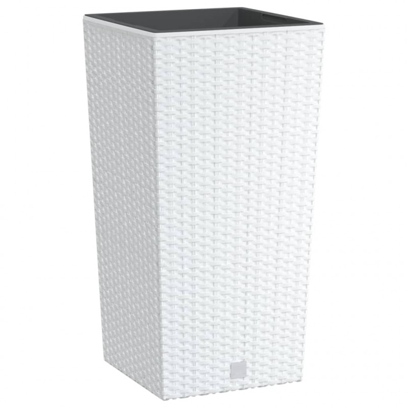 Donica z pojemnikiem wewnętrznym, biała, 11/26,5 L, rattan PP