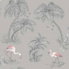 DUTCH WALLCOVERINGS Tapeta z motywem flamingów, szara