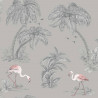 DUTCH WALLCOVERINGS Tapeta z motywem flamingów, szara