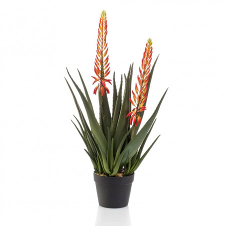 Emerald Sztuczny aloes z 2 kwiatami, w doniczce, 80 cm