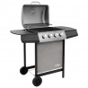 Grill gazowy z 4 palnikami, czarno-srebrny