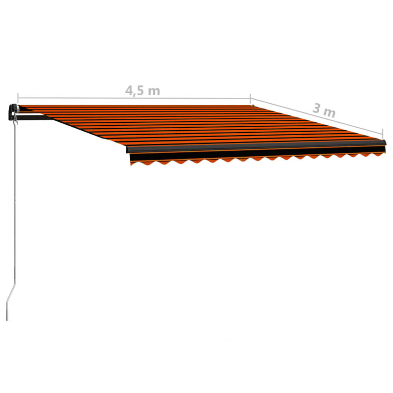 Ręcznie zwijana markiza, 450 x 300 cm, pomarańczowo-brązowa