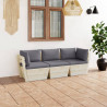 Ogrodowa sofa 3-osobowa z palet, z poduszkami, drewno świerkowe