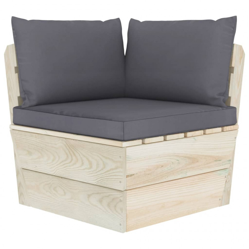 Ogrodowa sofa 3-osobowa z palet, z poduszkami, drewno świerkowe