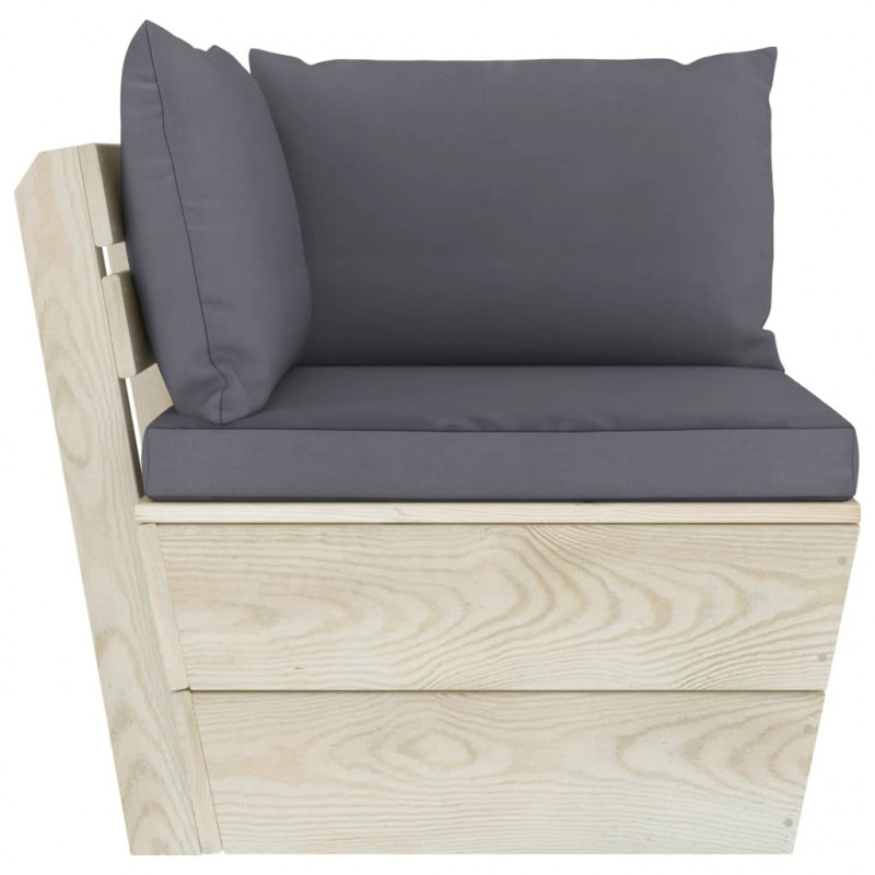 Ogrodowa sofa 3-osobowa z palet, z poduszkami, drewno świerkowe