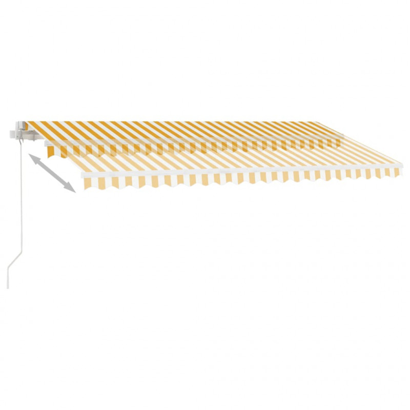 Ręcznie zwijana markiza z LED, 400 x 300 cm, żółto-biała