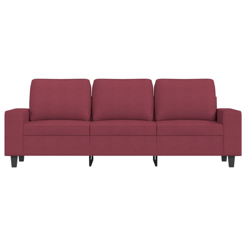 3-osobowa sofa z podnóżkiem winna czerwień 180 cm, tkaniną